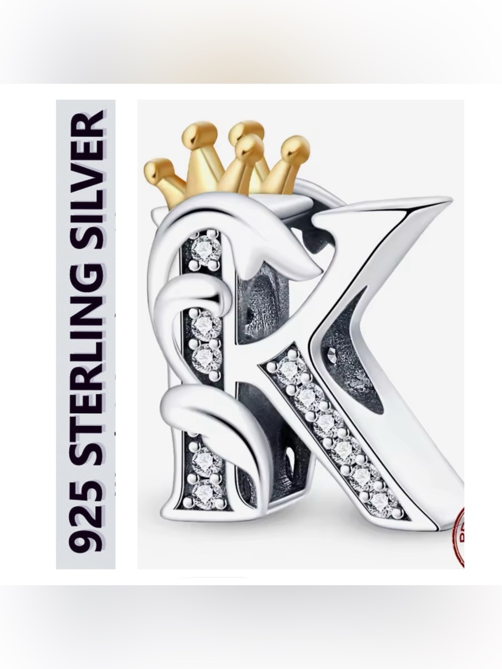 🌟🌟 S925 Sterling Silver Initial “K” Charm